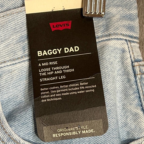 Levi's Premium Denim Baggy Dad Jeans Light Sugar Size 27 X 30 Light Indigo - Picture 2 of 11